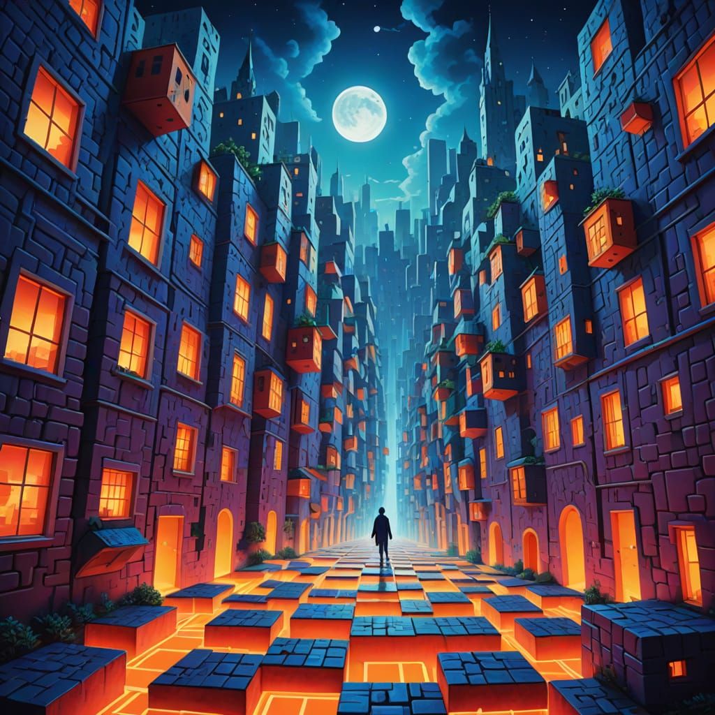 Ethereal Cityscape in Vibrant Surrealism