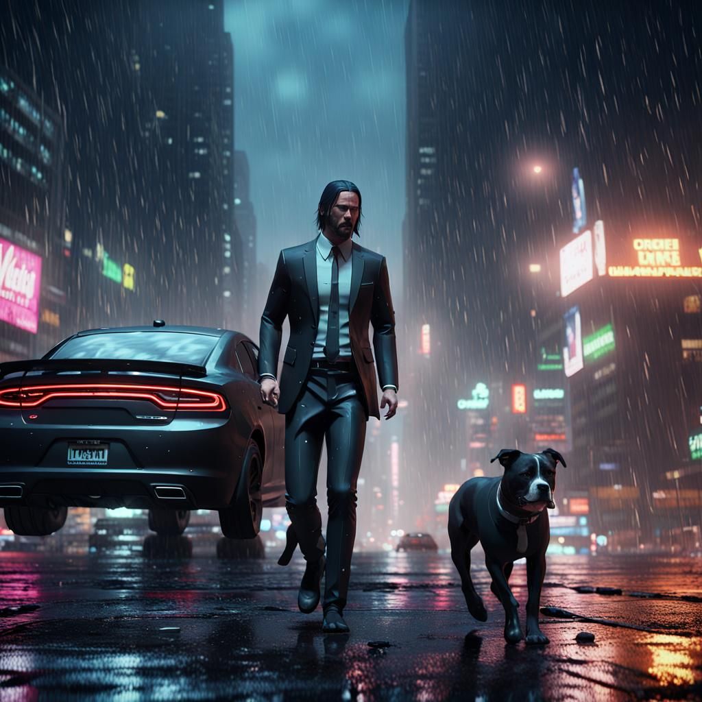 John wick night scene raining black pitbull dodge charger sxt Weight:1 ...