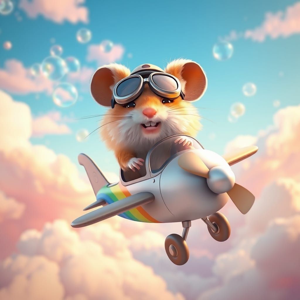 Whimsical Hamster Pilot in Pixar Style