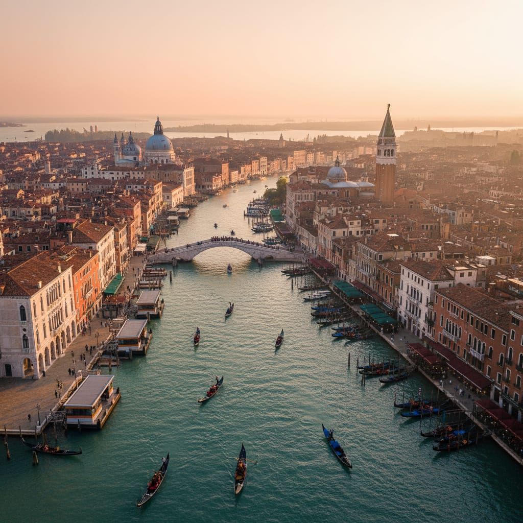 ונציה בשקיעה ממעוף הציפור