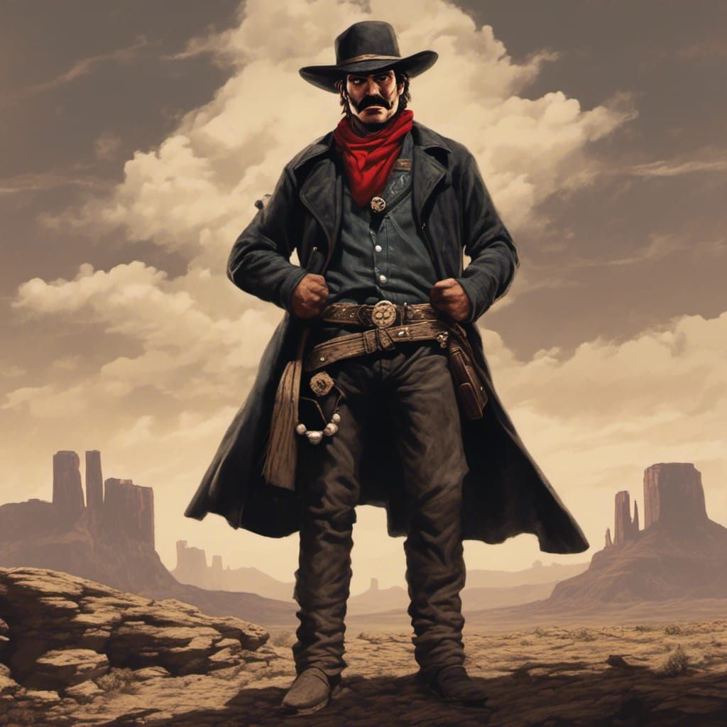 Super Mario dressed as a cowboy from Red Dead Redemption, Mario has a ...