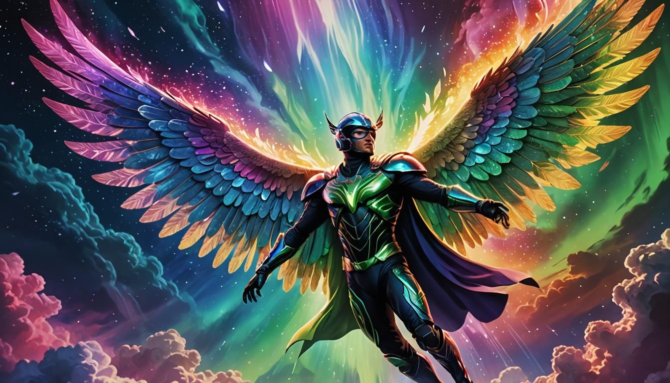 Winged Hero in Vorticism Style Movie Poster