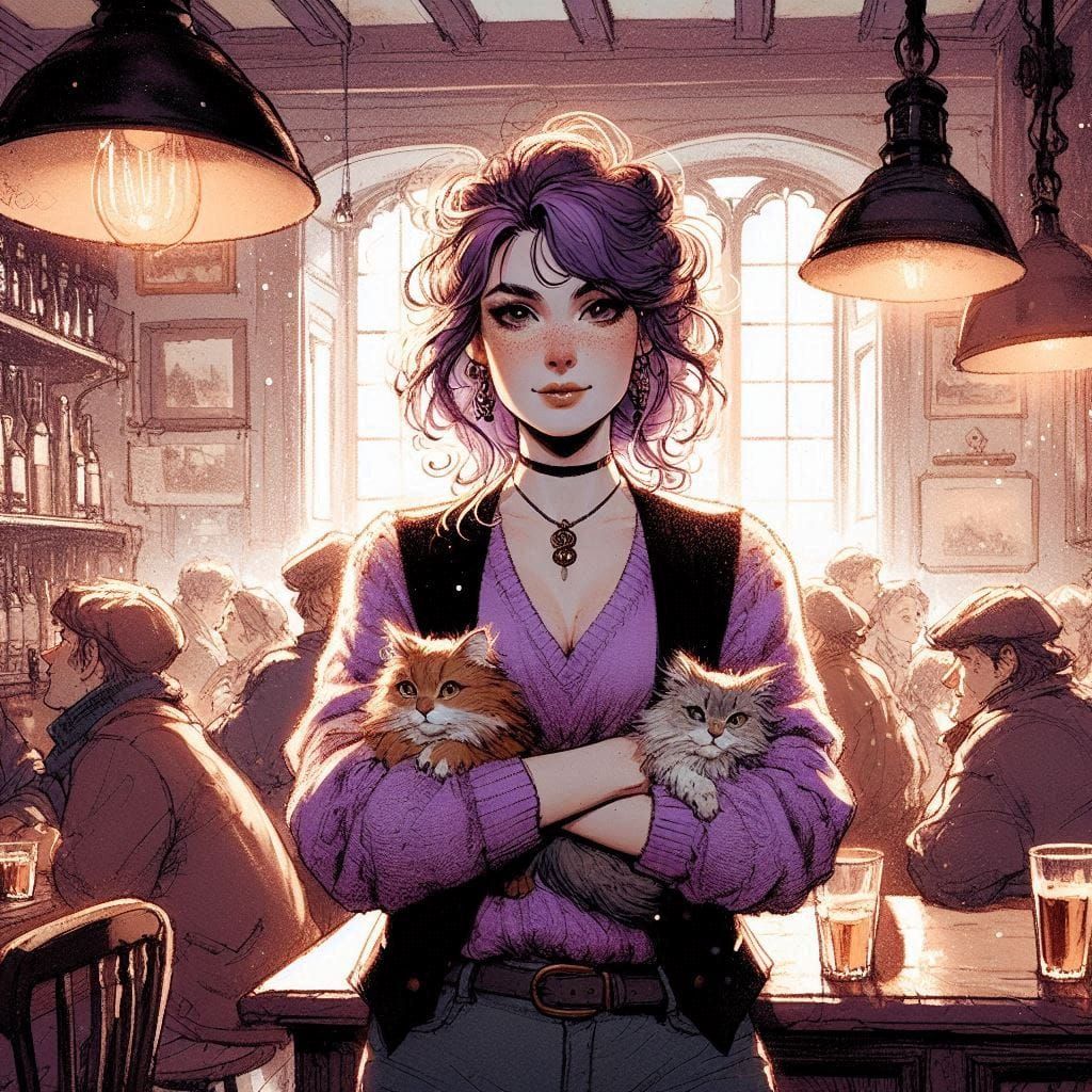 At the pub, she and the mascots