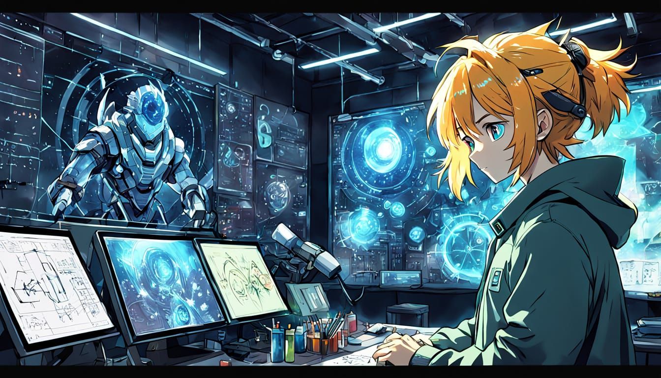 Mathematician in Futuristic Laboratory  by @Immaculum