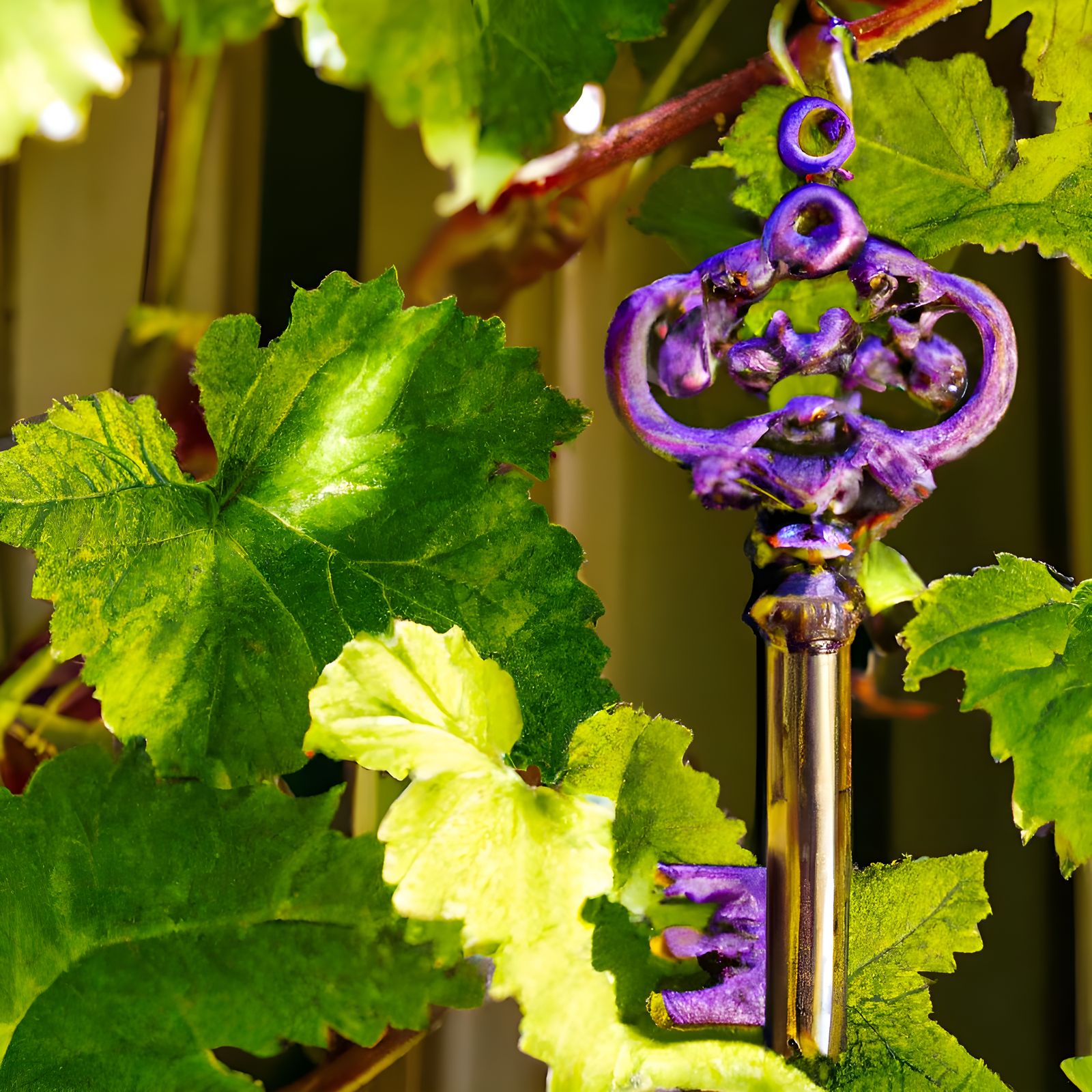 Antique Key Hanging On Grape Vine