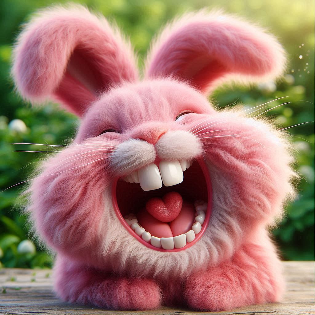 Pink Bunny Laughing