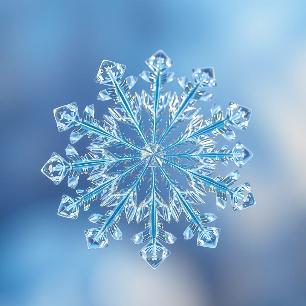 Capture a macro view of a single snowflake, revealing intricate details and textures in stunning clarity. Each crystal shimmers with iridesc...