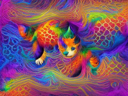 colorful fractal cat 2c - colorful fractal cat 2c