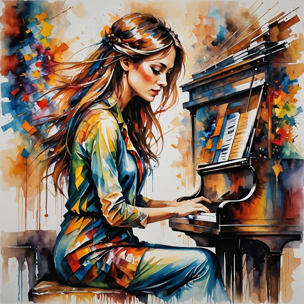 Playing the piano  by @St_Moses