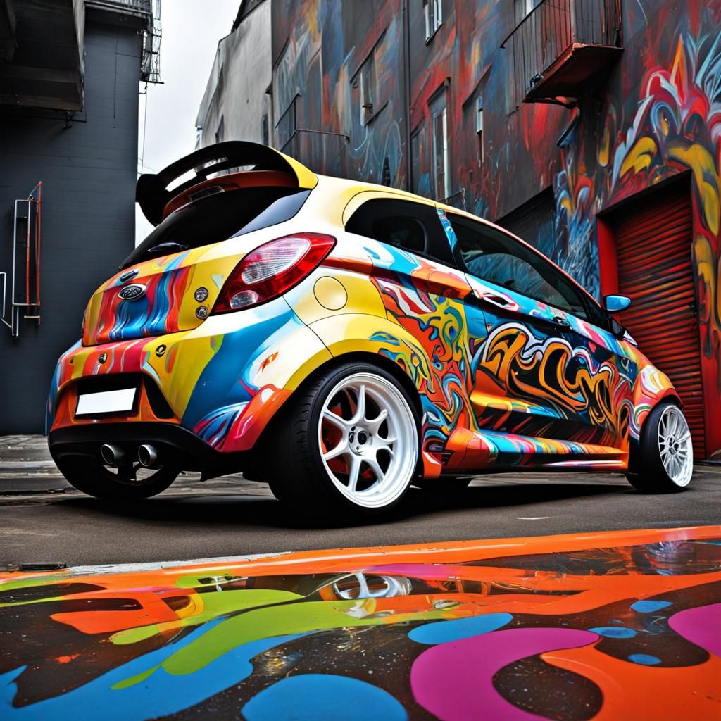 Track ready Ford KA, big rear wing, front splitter, big exha...