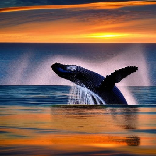 very detailed Whale by a breathtakingly beautiful waterfull ...