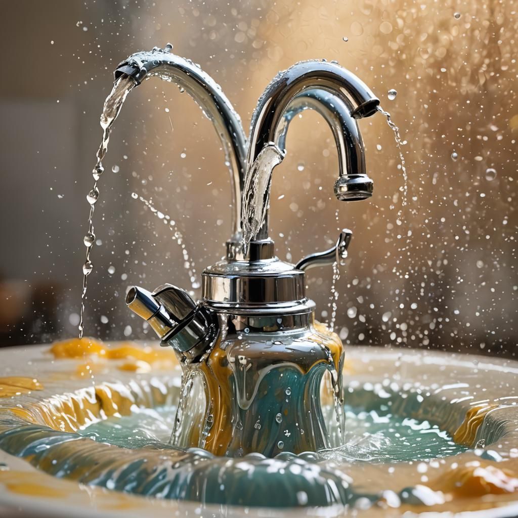 water fountain depicting kitchen sink filling up a pitcher AI