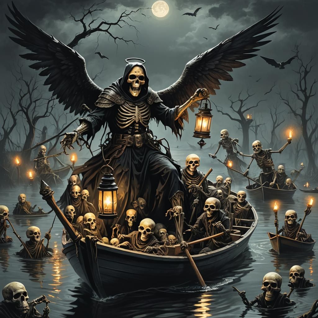 Sinister Angel of Death on the River Styx