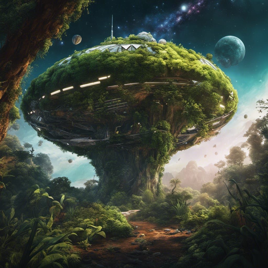 organic overgrown low poly spaceship by Jaroslav Kocourek, s...
