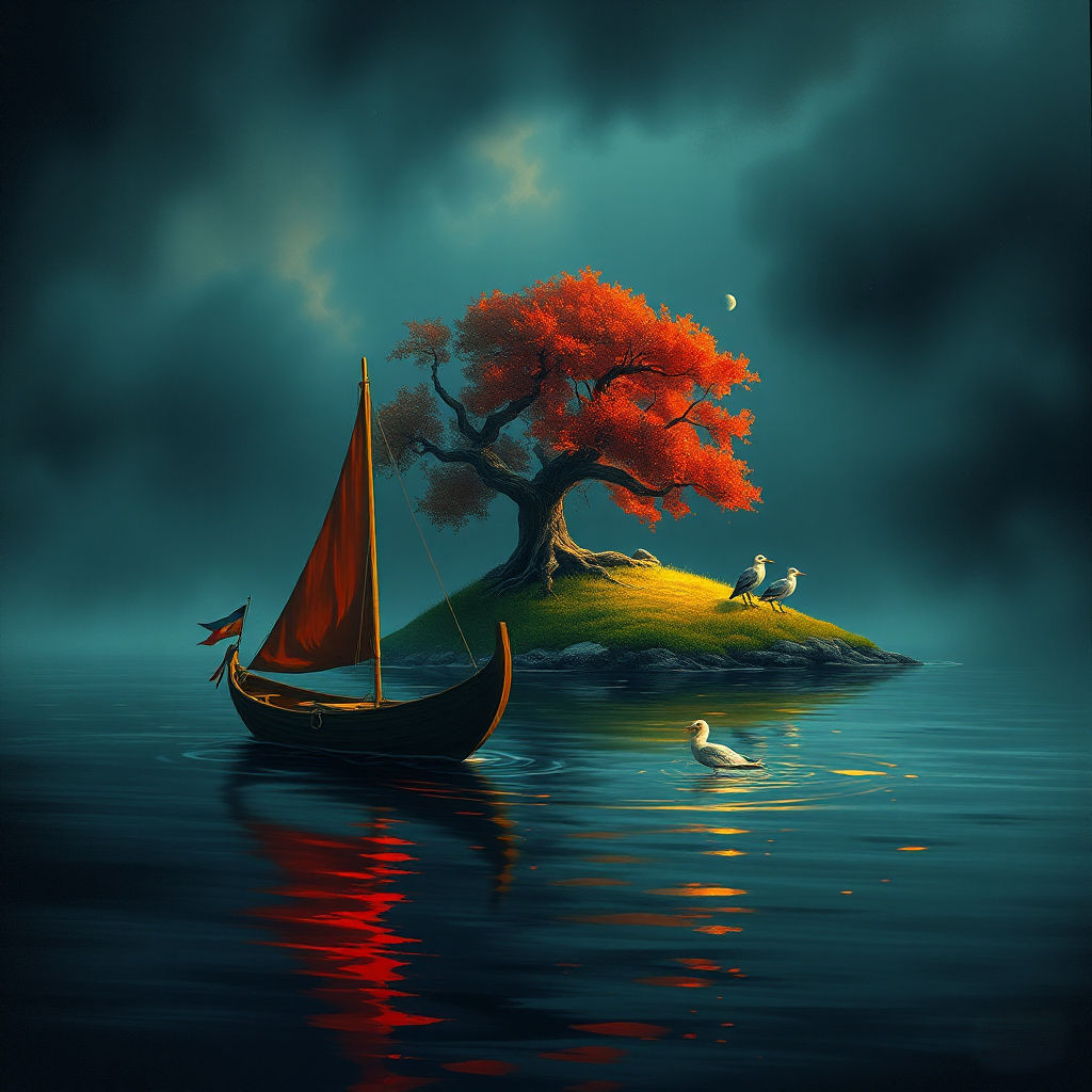 Old Boat  and a Small Island #9