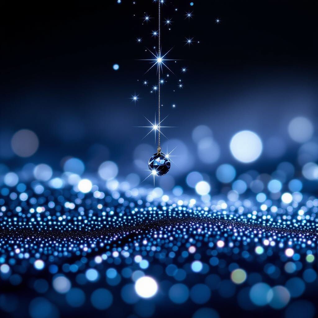 Sparkling Silver Thread on Black Background