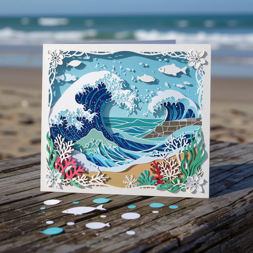 Stormy Sea Papercraft Postcard Unleashed