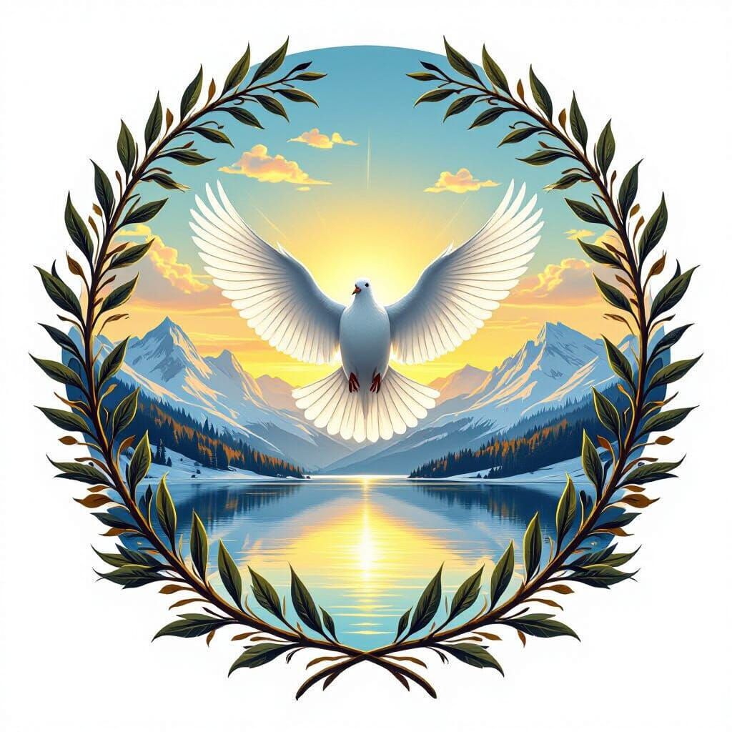 Dove Silhouette with Golden Sunrise Landscape