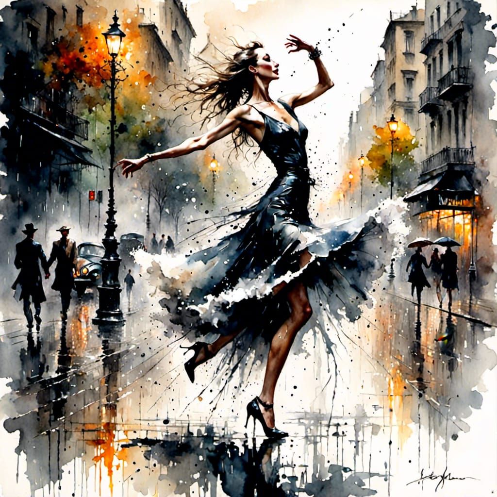 dancing on rain in heels <lora:smokedance:1.0> 