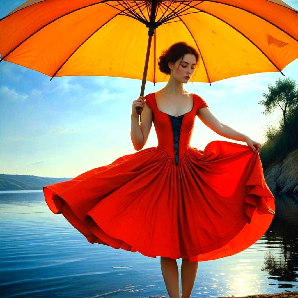 Medieval Ladies with Whimsical Creatures in Vibrant Ink Illu...