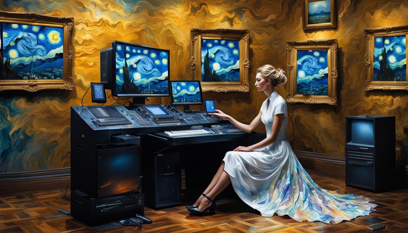 computer queen, Van Gogh Electric AI Generated Artwork NightCafe
