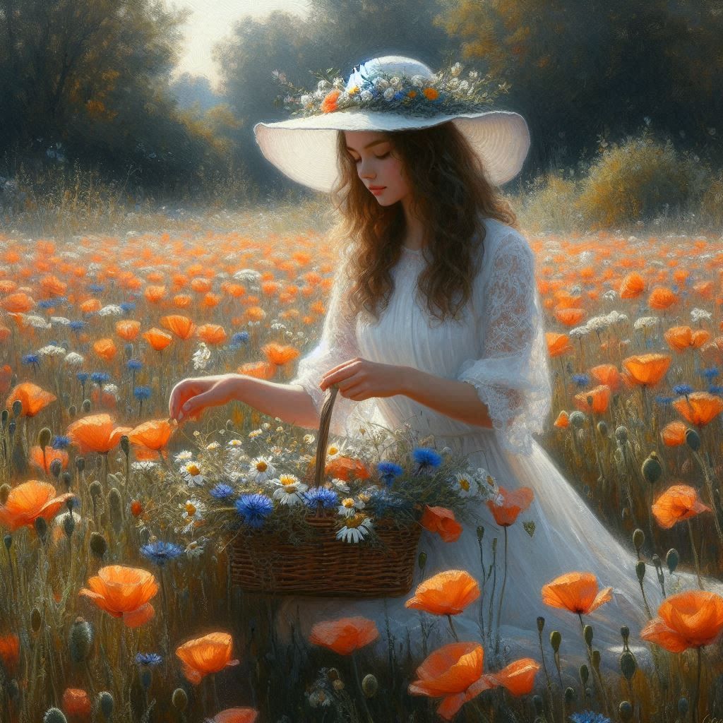 Girl picking flowers 3