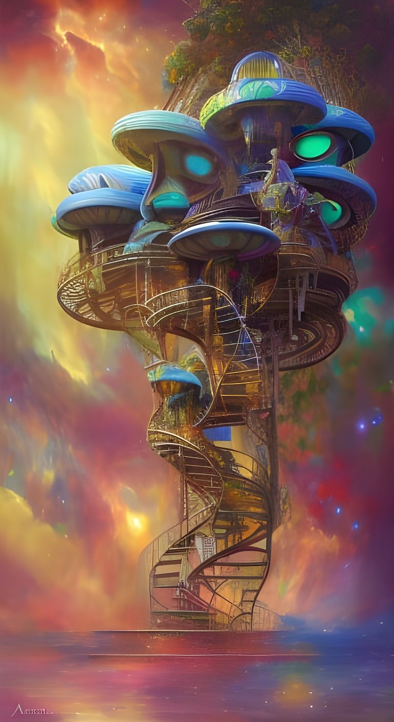 Alien Planet Treehouse - AI Generated Artwork - NightCafe Creator