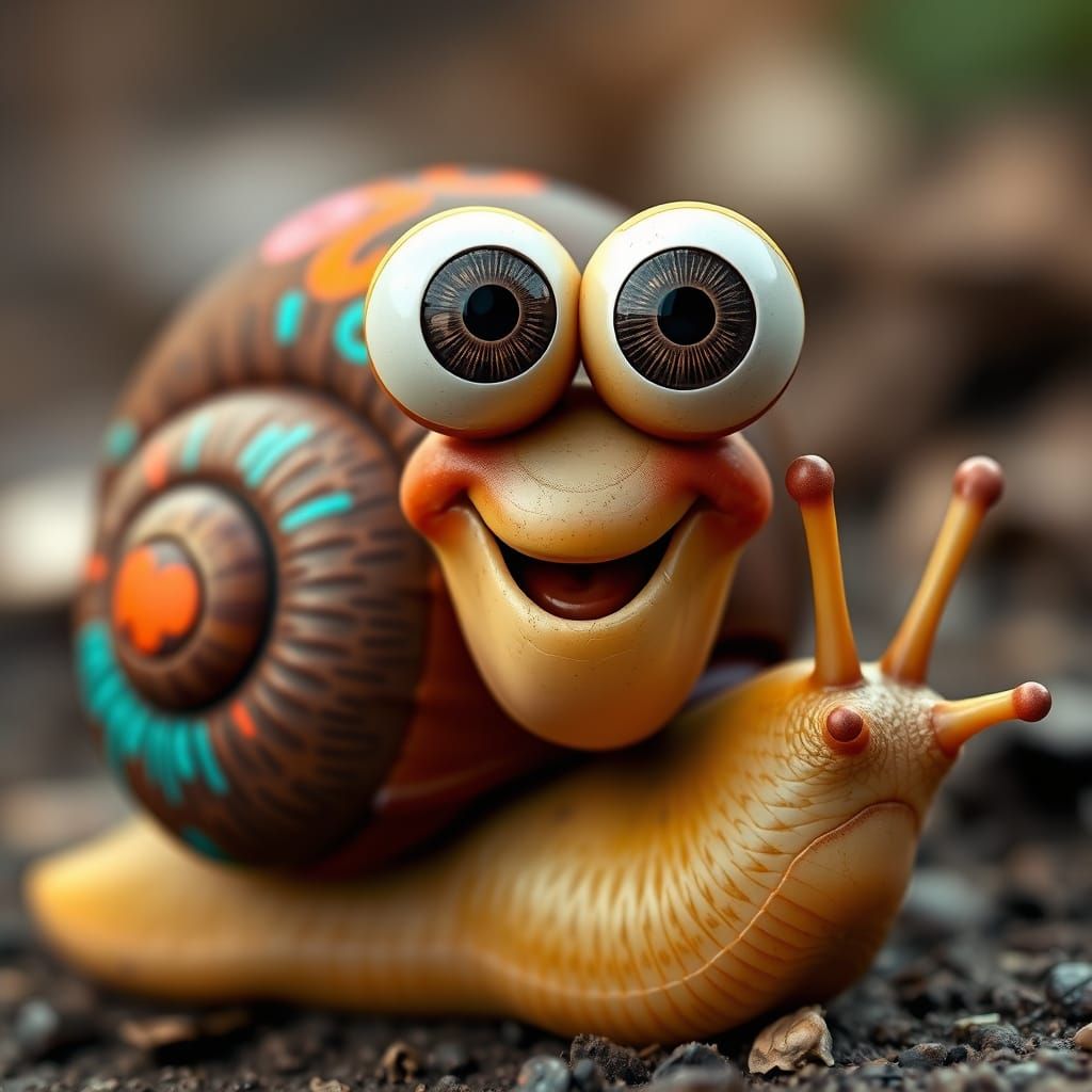 Whimsical Escargot in Vibrant Graffiti Street Art Style
