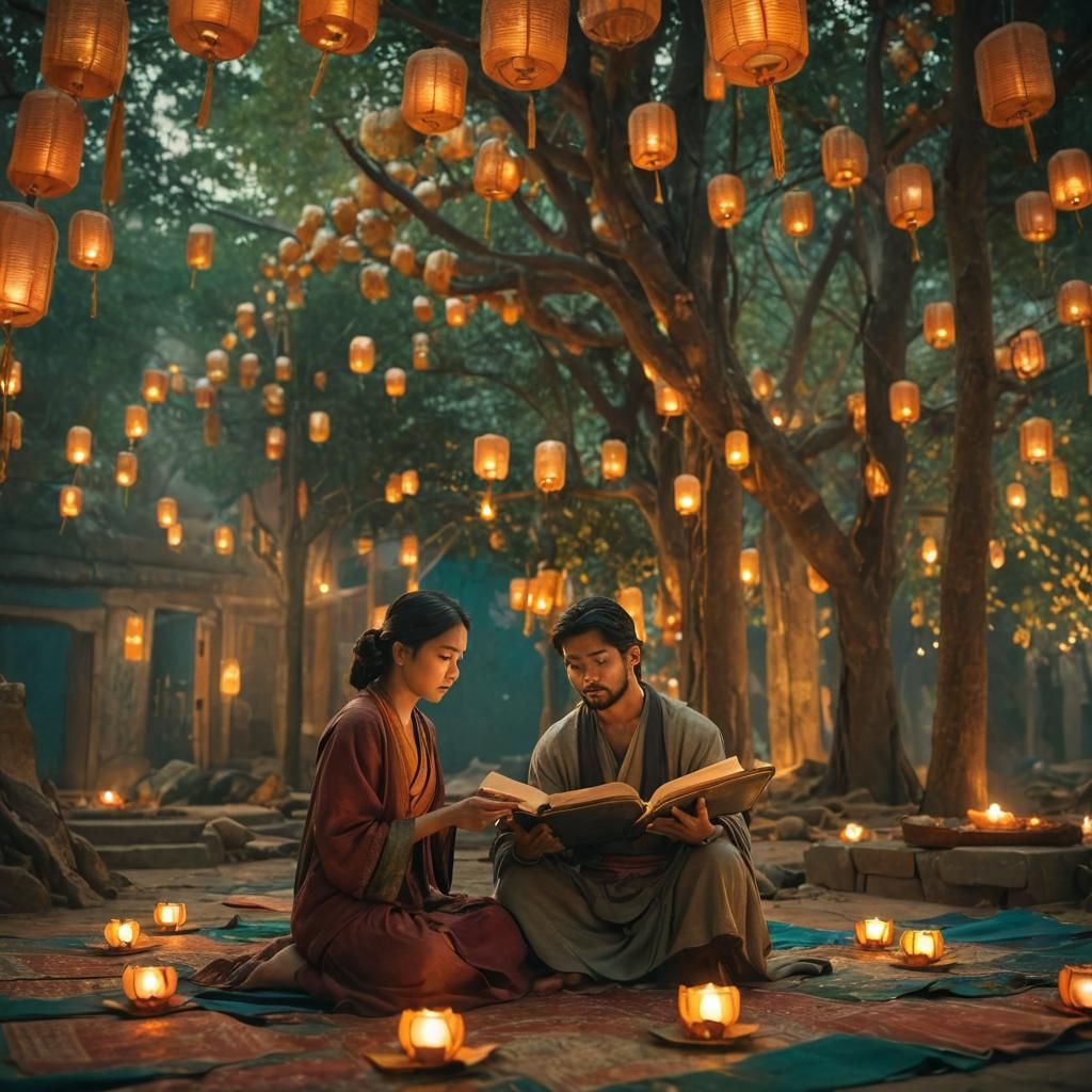 Golden Light Illuminates Scripture Reading