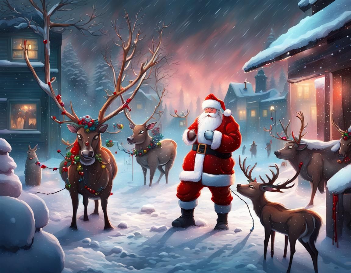 Santa Claus And His Reindeers AI Generated Artwork NightCafe Creator AJRN0vgO66rVMaZ1cTb1 1 5rqy6