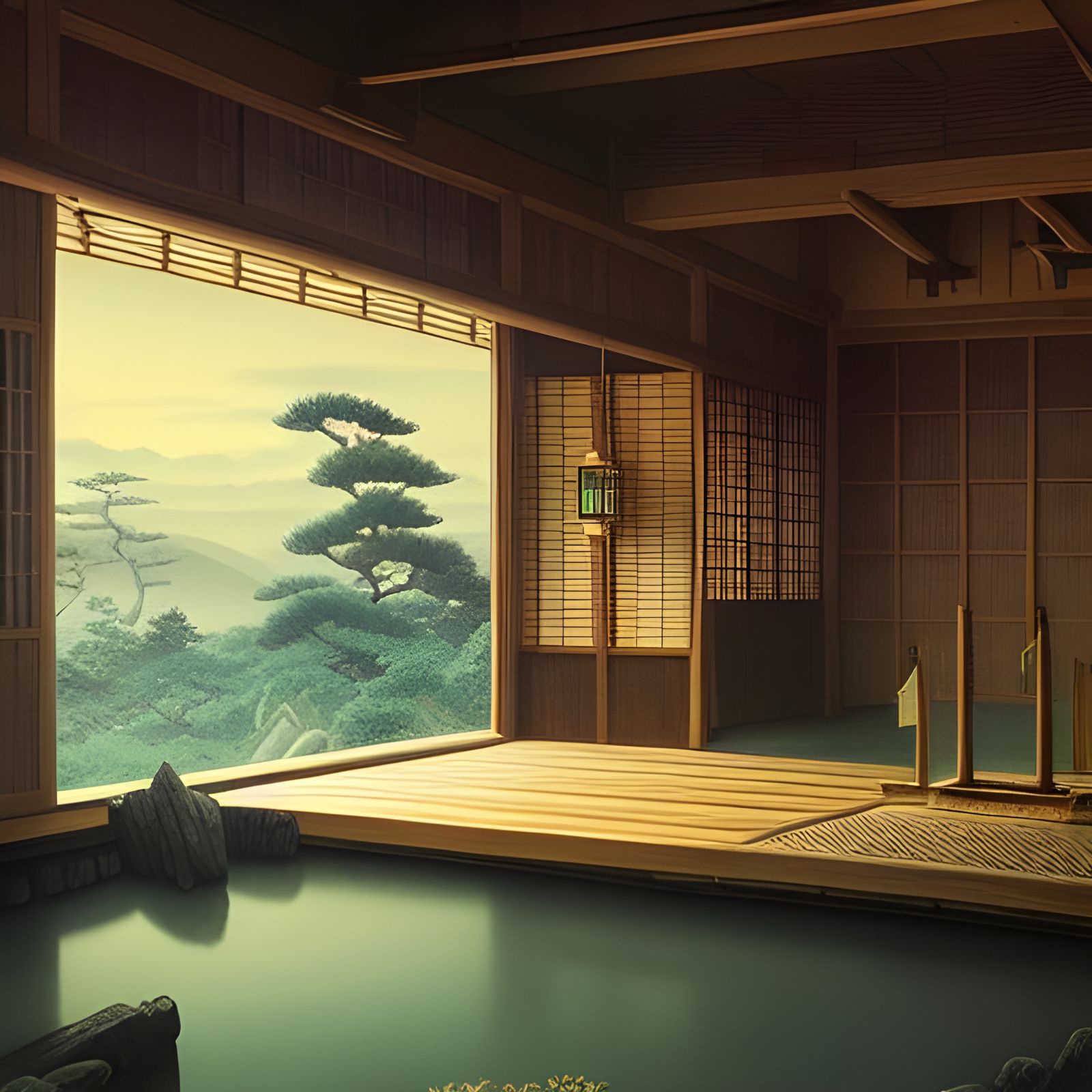 Peaceful Japanese Onsen - AI Generated Artwork - NightCafe Creator