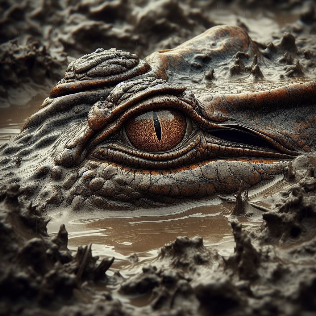 Crocodile in mud
