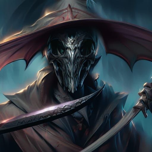 Dragon Plague Doctor Scythe Portrait in Unreal Engine