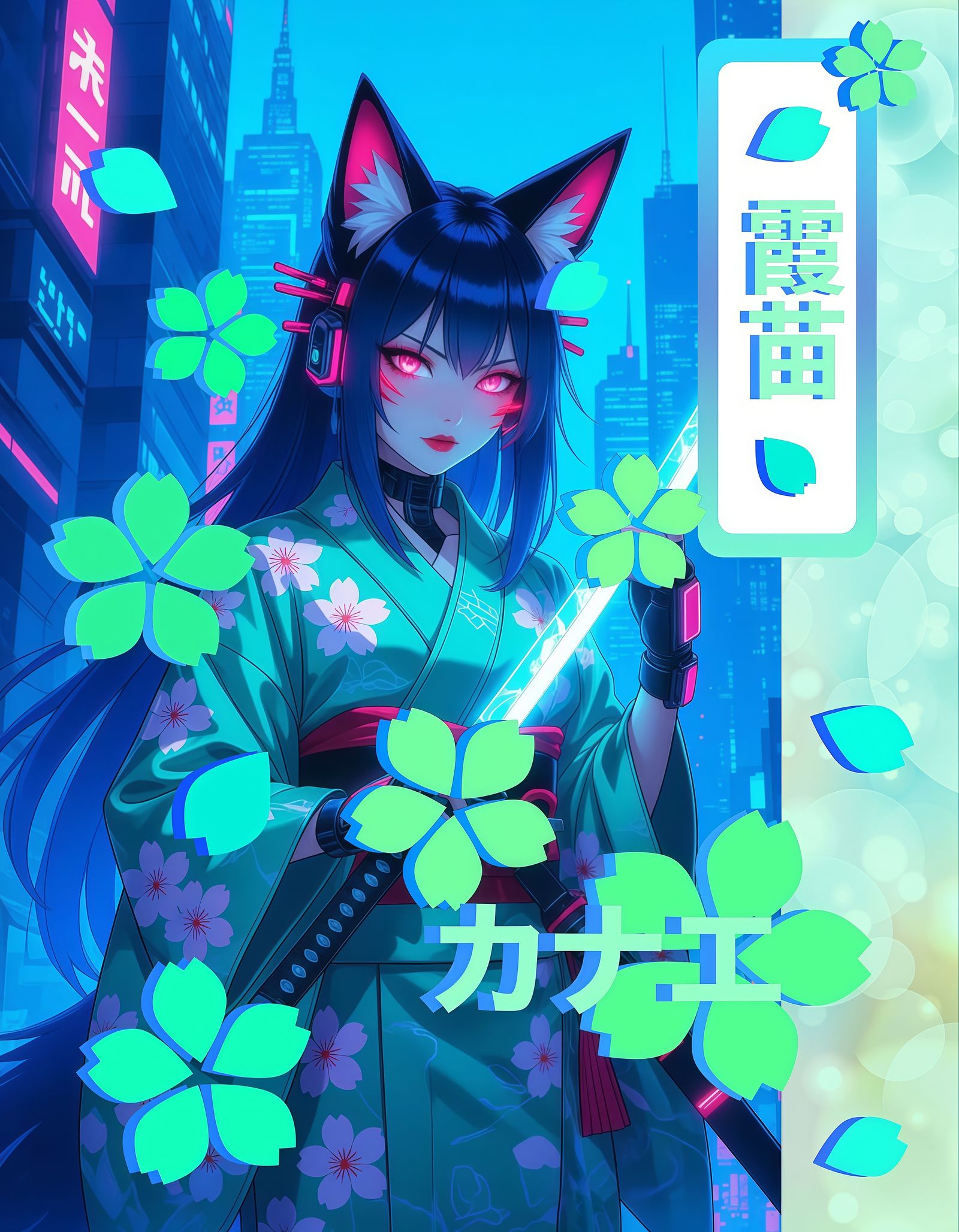 Aqua Cyberpunk Kitsune 霞苗 ☆