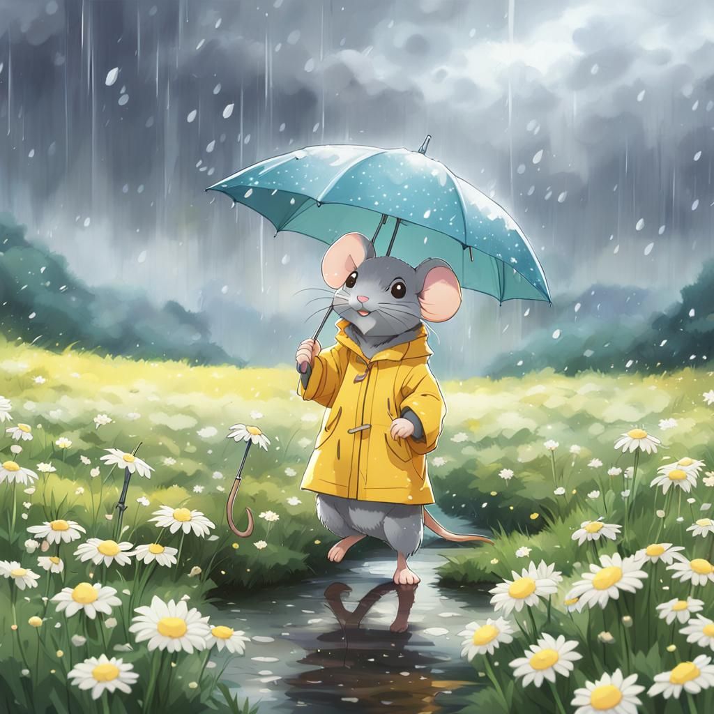 Cute mouse in the rain. - AI Generated Artwork - NightCafe Creator