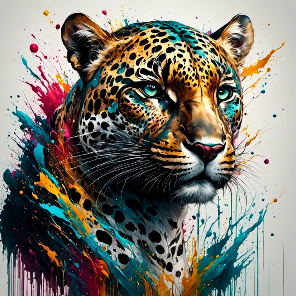 Colorful Jaguar Portrait - AI Generated Artwork - NightCafe Creator