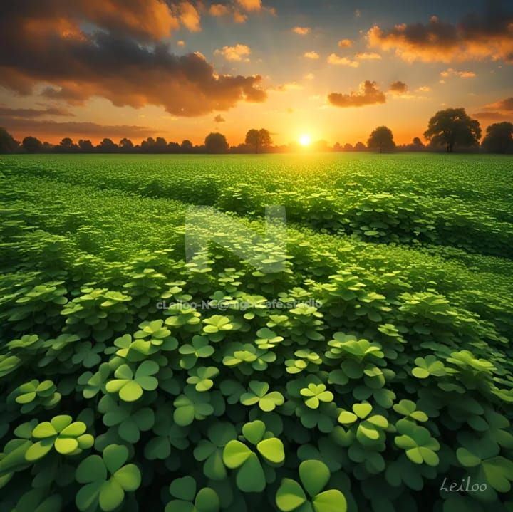 Lucky Field of Four-Leaf Clovers