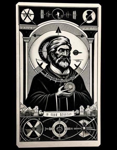 black and white photography. fog. old fashioned tarot card d...