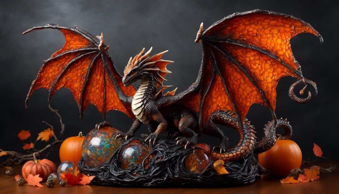 <lora:Real Dragon Hatchlin:1.0> <lora:Sun0fKor:1.0> dragon of autumn.  Orange scales. Intricate gossamer wings. Long coiling and snaking tai...
