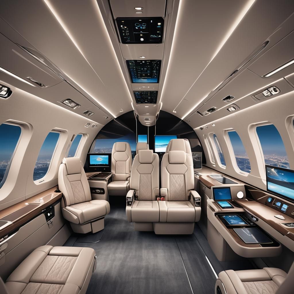 Luxurious Private Jet Interior Concept Art