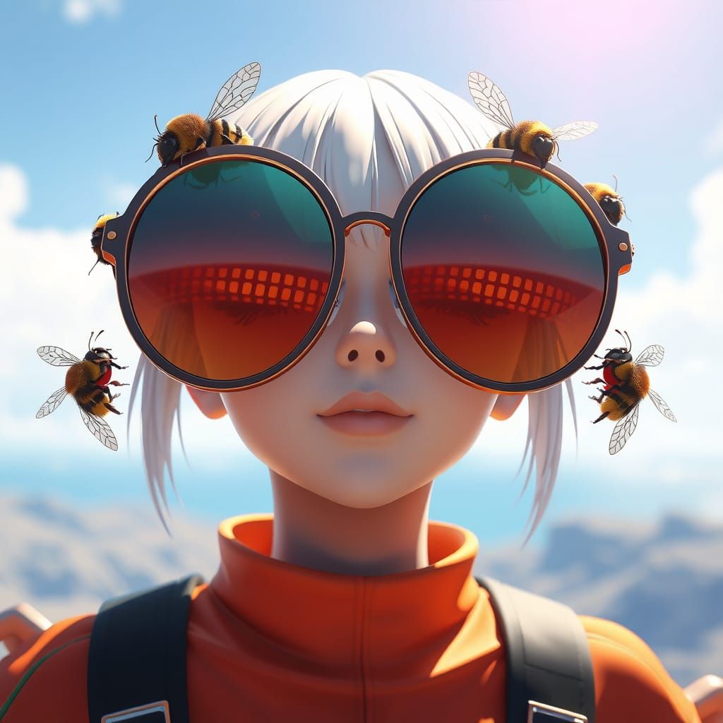 Spectacular Anime-Inspired Sunglasses with Tiny Bees