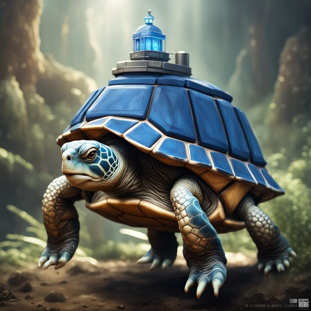 Cute Turtle Carying Tardis - Ai Generated Artwork - Nightcafe Creator