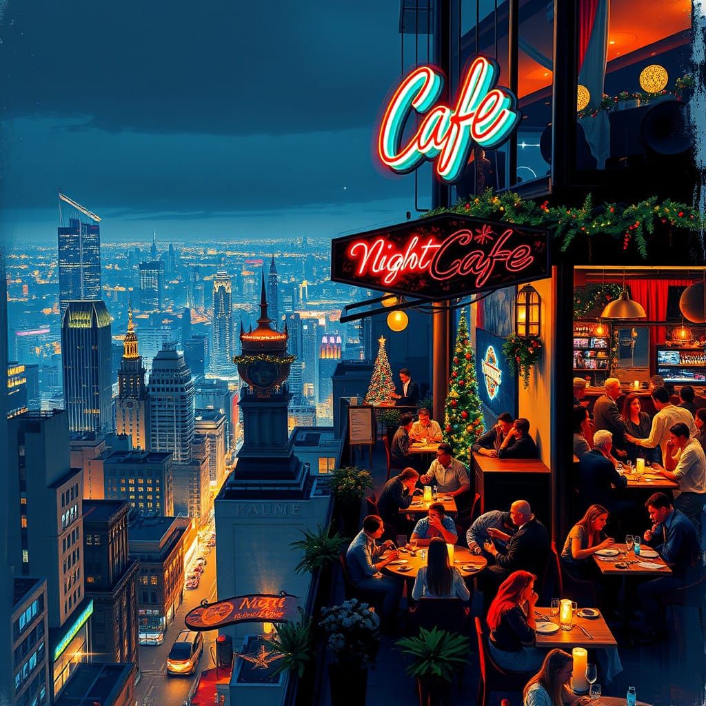 Rooftop NightCafe.   by @Orphelia 