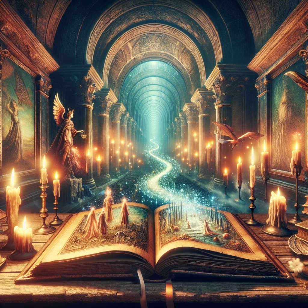 A hyperrealistic picture, as if real, an old book lying on a...