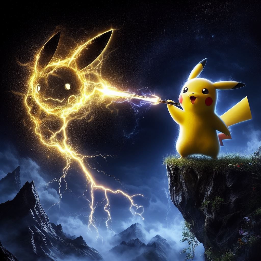 Pikachu creates Lightning Art