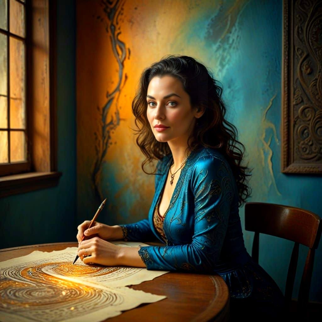 Surrealistic Portrait of a Charismatic Lady in Whimsical Sce...