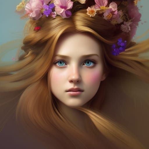 Rapunzel with flowes - AI Generated Artwork - NightCafe Creator