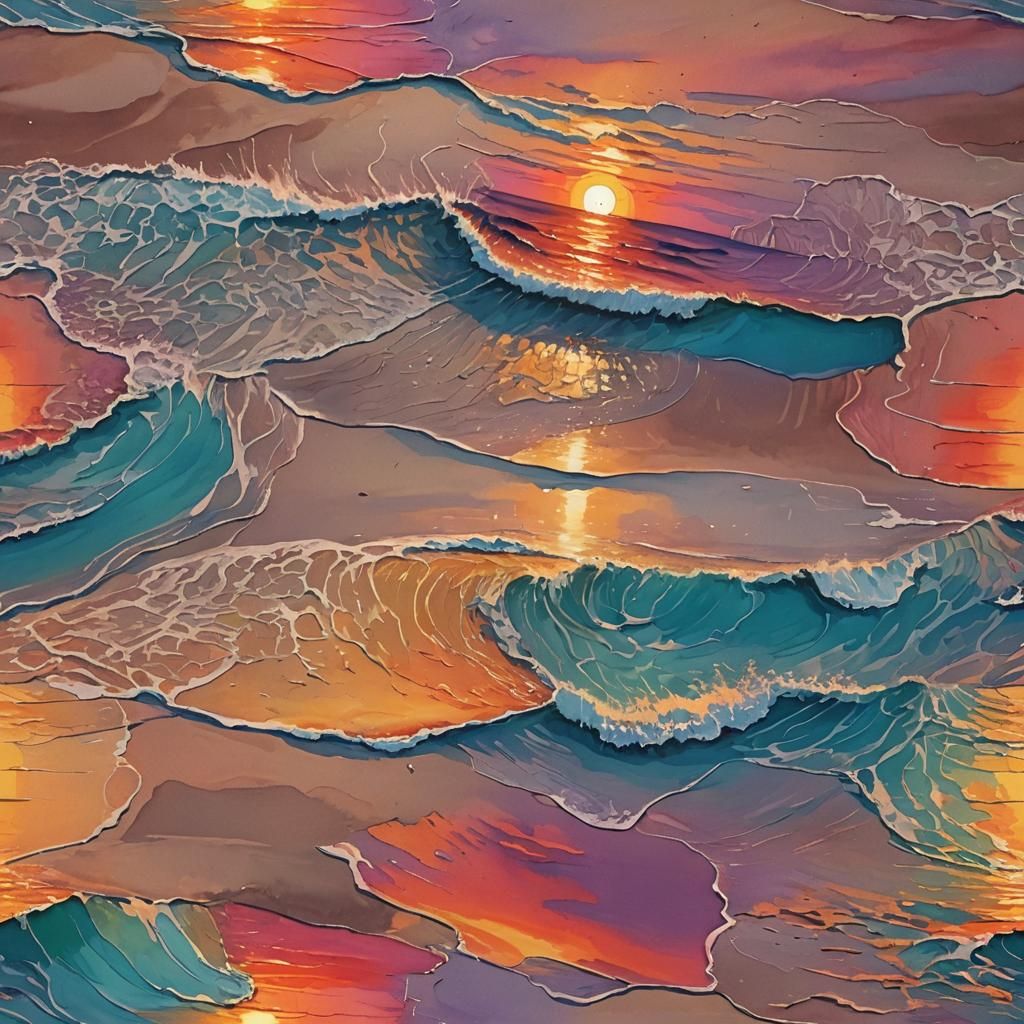 Colorful Sunset Beach Scene