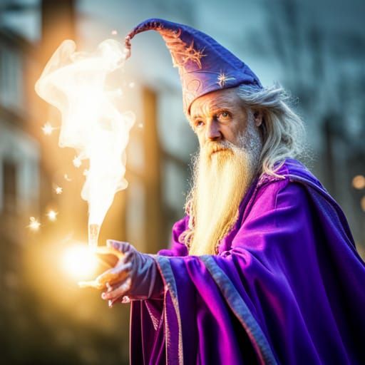The Purple Wizard casts a spell.