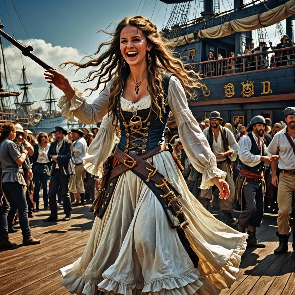 female pirate, dancing
